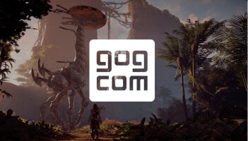 GOG logo in front of Horizon Zero Dawn artwork of a tall neck