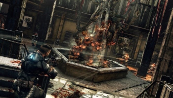 Killzone character fighting a monster