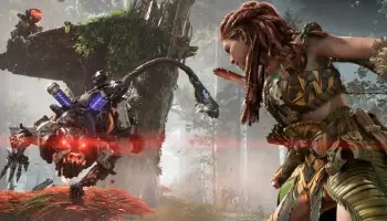 Aloy battling a monster