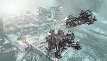 Screenshot of a killzone 2 characters shooting from helicopters