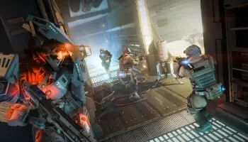Screenshot of a killzone characters in combat running down a hallway