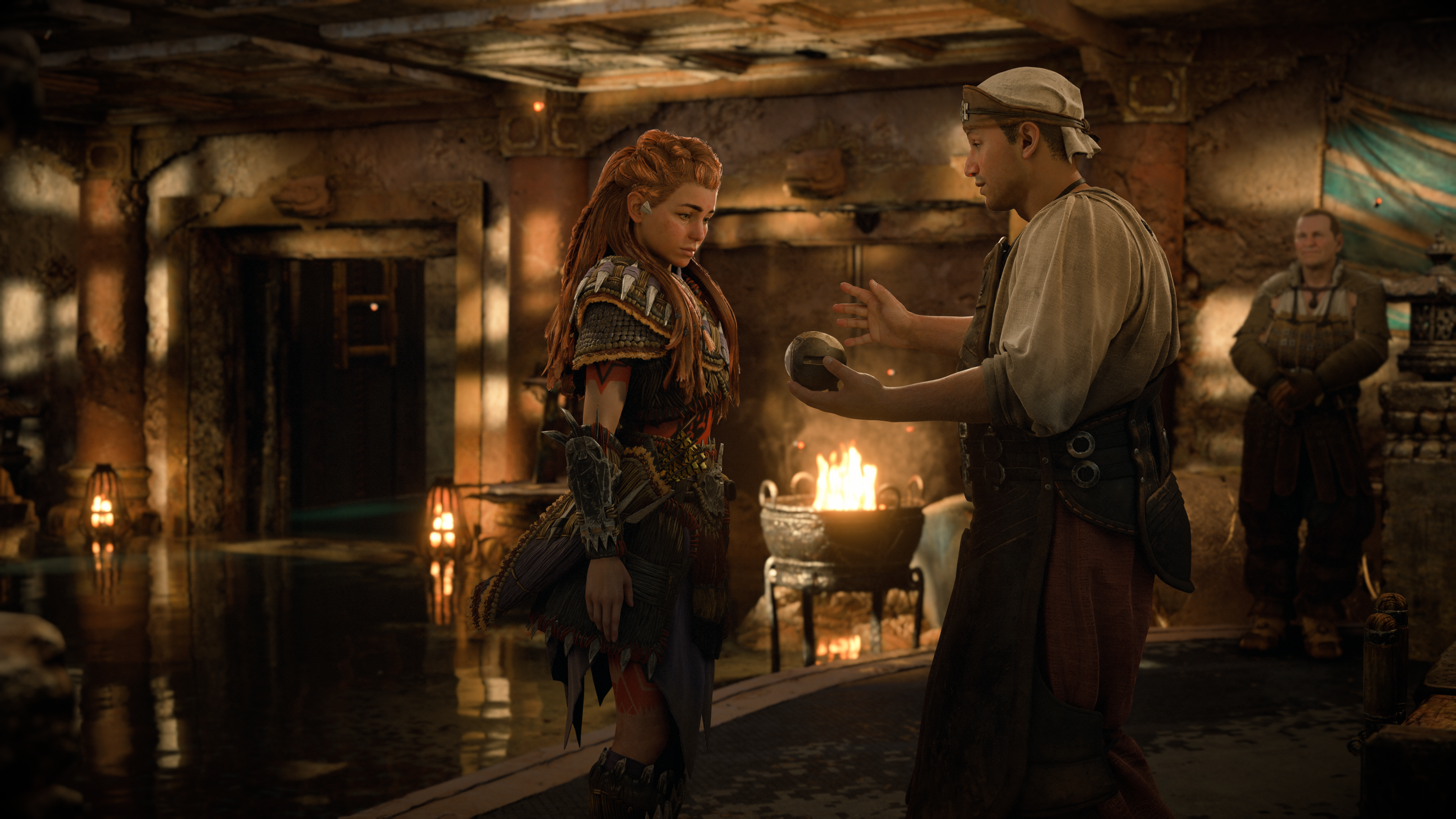 Scene from Horizon Forbidden West: Aloy and Morlund